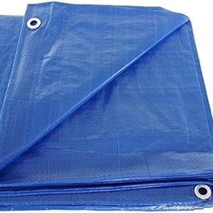 P-LINE Large Blue Tarp Cover –for Secured Tie-Down – 5mil Thick (10ft x 12ft)